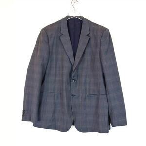 Theory 100% Wool Mens Blazer Size 44 Windowpane Notch Lapel Two Button Classic